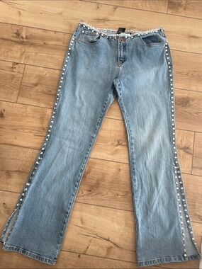 VINTAGE PARASUCO LOW RISE STUDDED FLARE JEANS - SIZE 31